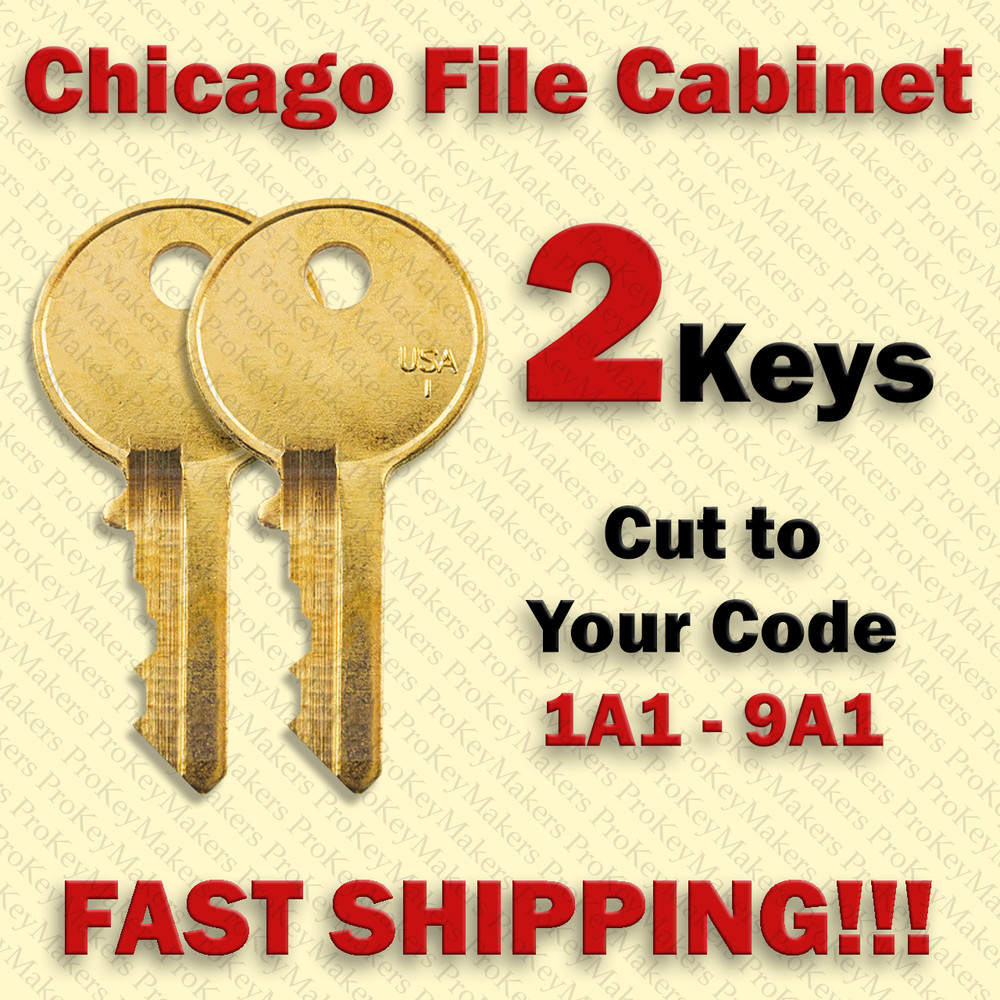 2 Chicago File Cabinet Replacement Keys Cut to Your Code 1A1 - 9A1