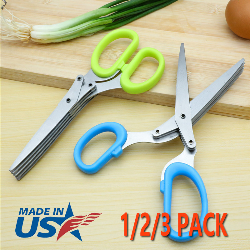 Stainless Steel 5 Blade Professional Shredding Scissors Sharp Herb Kitchen Tool