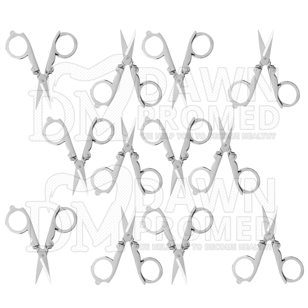 12 Pcs Small Folding Pocket Scissors Set Sharp Cutter Crafts Sewing German Grade
