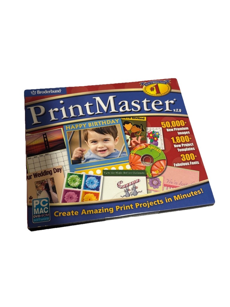 Printmaster V.2.0 PC MAC DVD-Rom Software Broderbund New