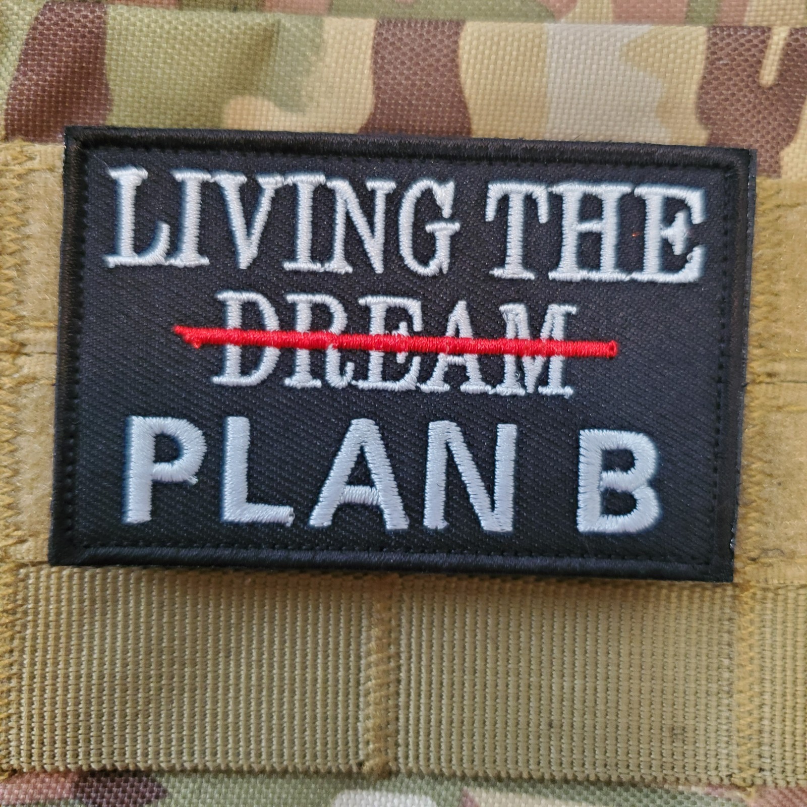 LIVING THE DREAM Sarcastic Fun Tactical Morale Patch Hook and Loop