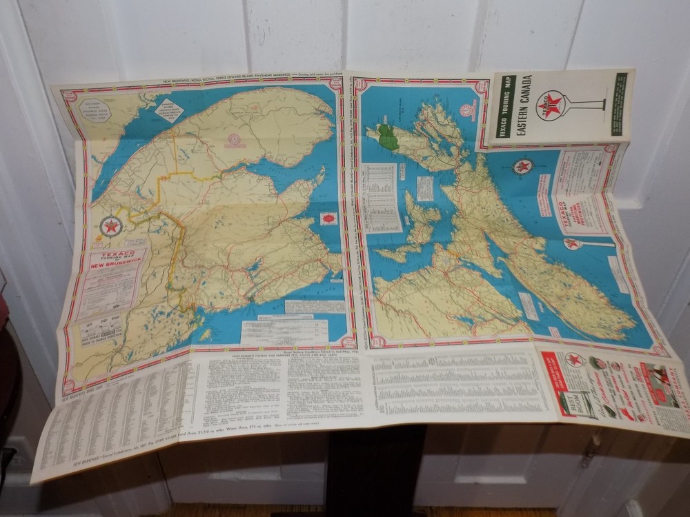 Vintage Texaco Eastern Canada Road Map