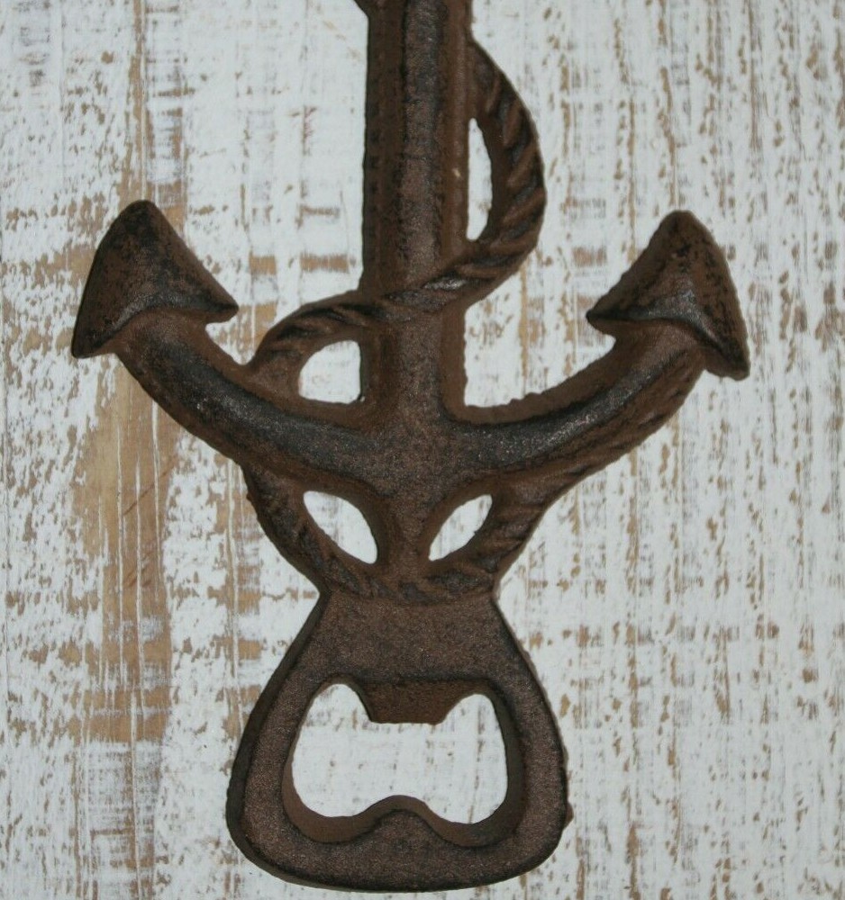 Parrot / Anchor Bottle Openers, Cast Iron, 4 items DB