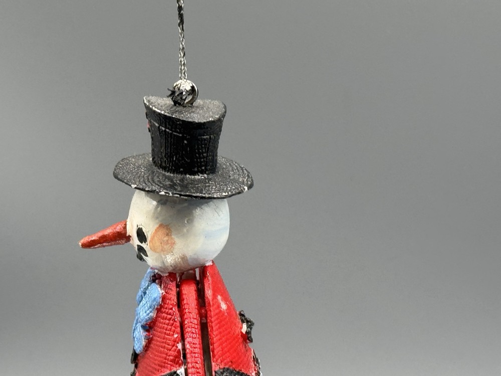 Vintage Jumping Jack Toy Puppet Pull String Snowman Ornament
