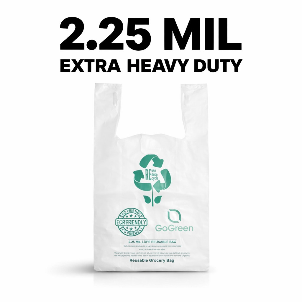 Extra Heavy Duty 1/6 T-Shirt Grocery White Bags 2.25 Mil 21x6.5x11.5 Plastic Bag
