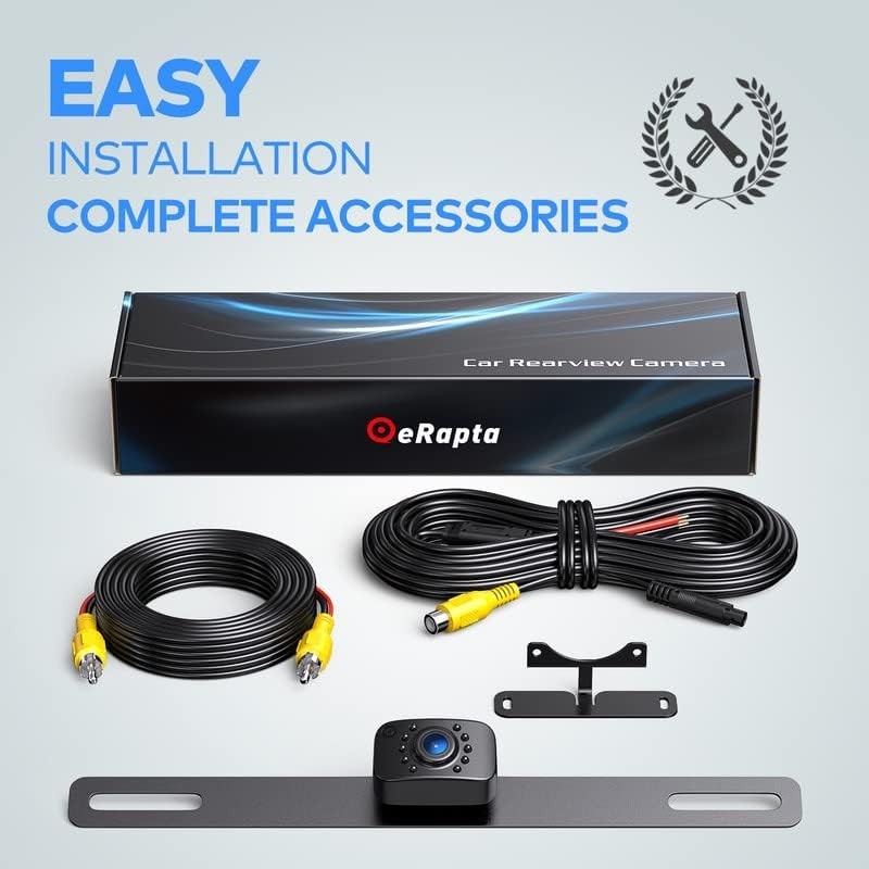 ERT01 HD Backup Camera,Universal Rear View License Plate 149°Night Vision IP69K