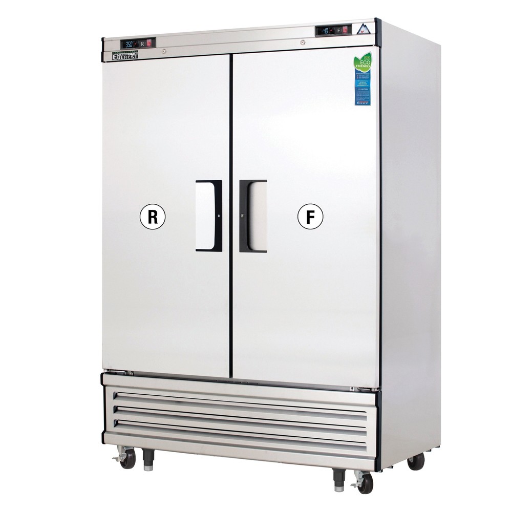 Everest EBRF2 54" Two Solid Door Reach-In Refrigerator Freezer, Bottom Mount