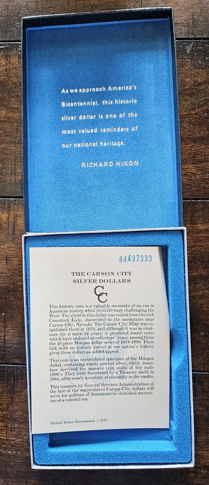 1884-CC Morgan Dollar GSA Hoard Black Box & COA | No Coin