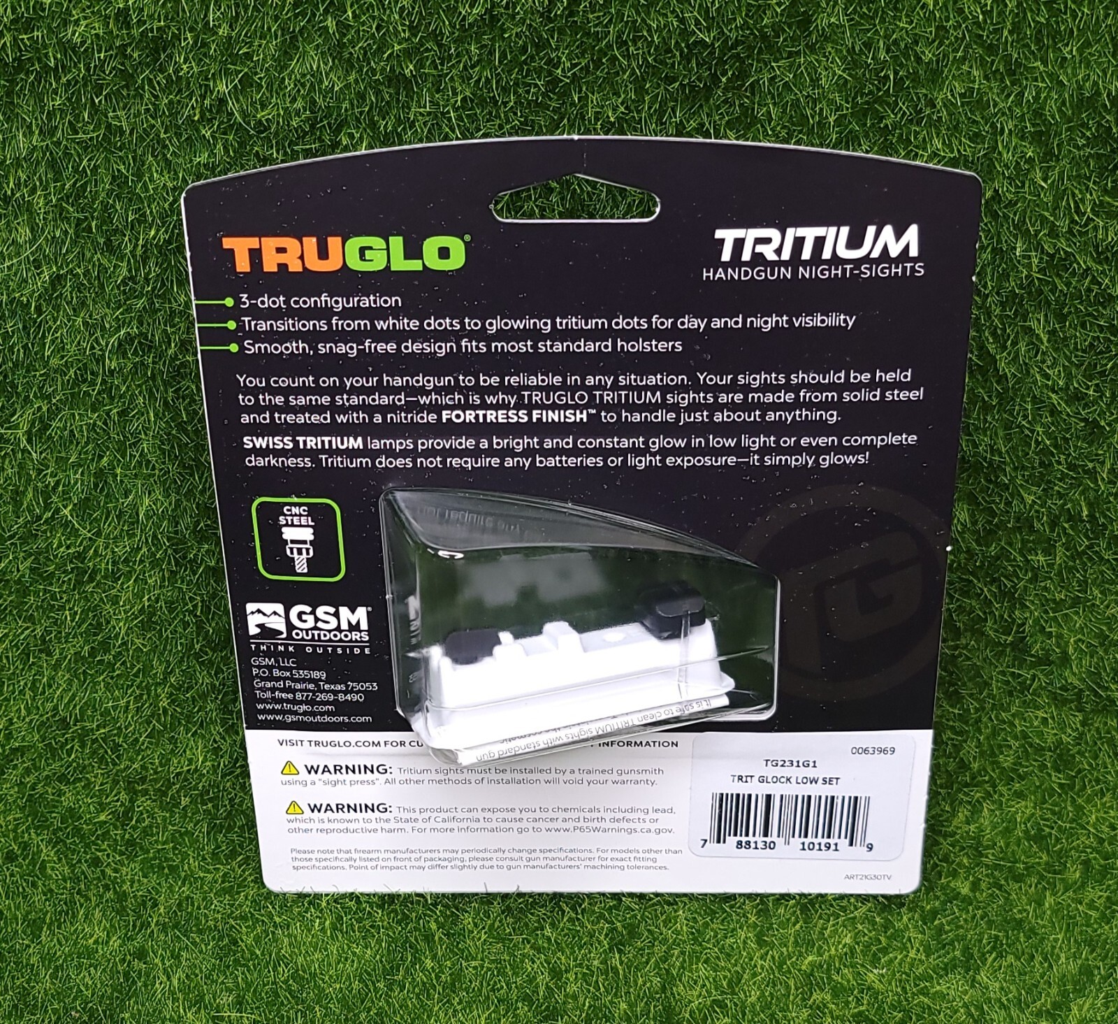 TruGlo Tritium Handgun Night Sights for Glock 17 19 22-24 26 27 Green - TG231G1
