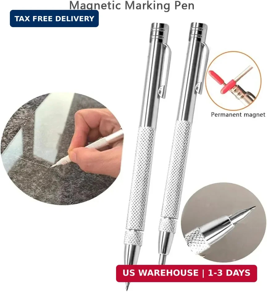 3PCS Tungsten Carbide Scriber Tool with Magnet with Extra 30 Replacement Marking