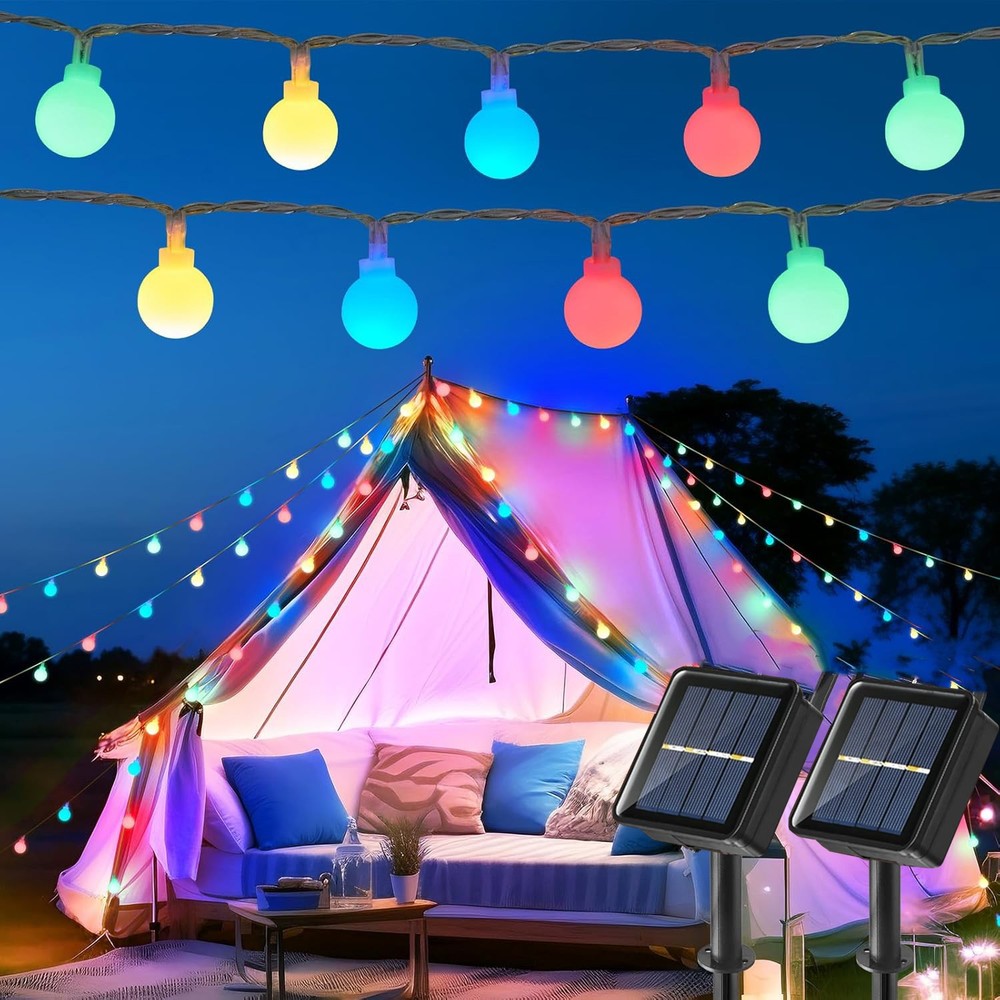2 Pack Outdoor Solar Globe String Light 8 Modes Yard Landscape 66FT 200LED