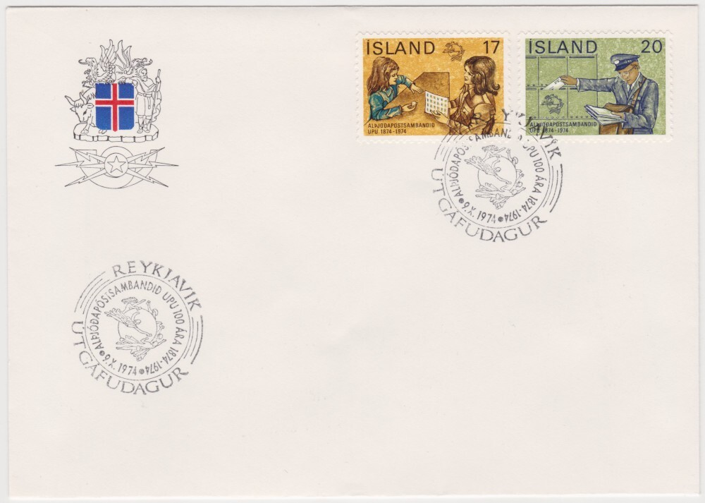 Iceland FDC 1974, U.P.U. (Universal Postal Union), Centenary