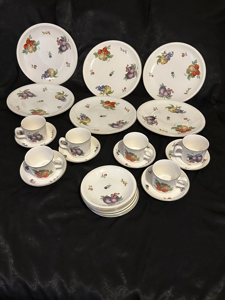 Fruit Sprays sterling (coup shape) pattern by Wedgewood. Setting for 6