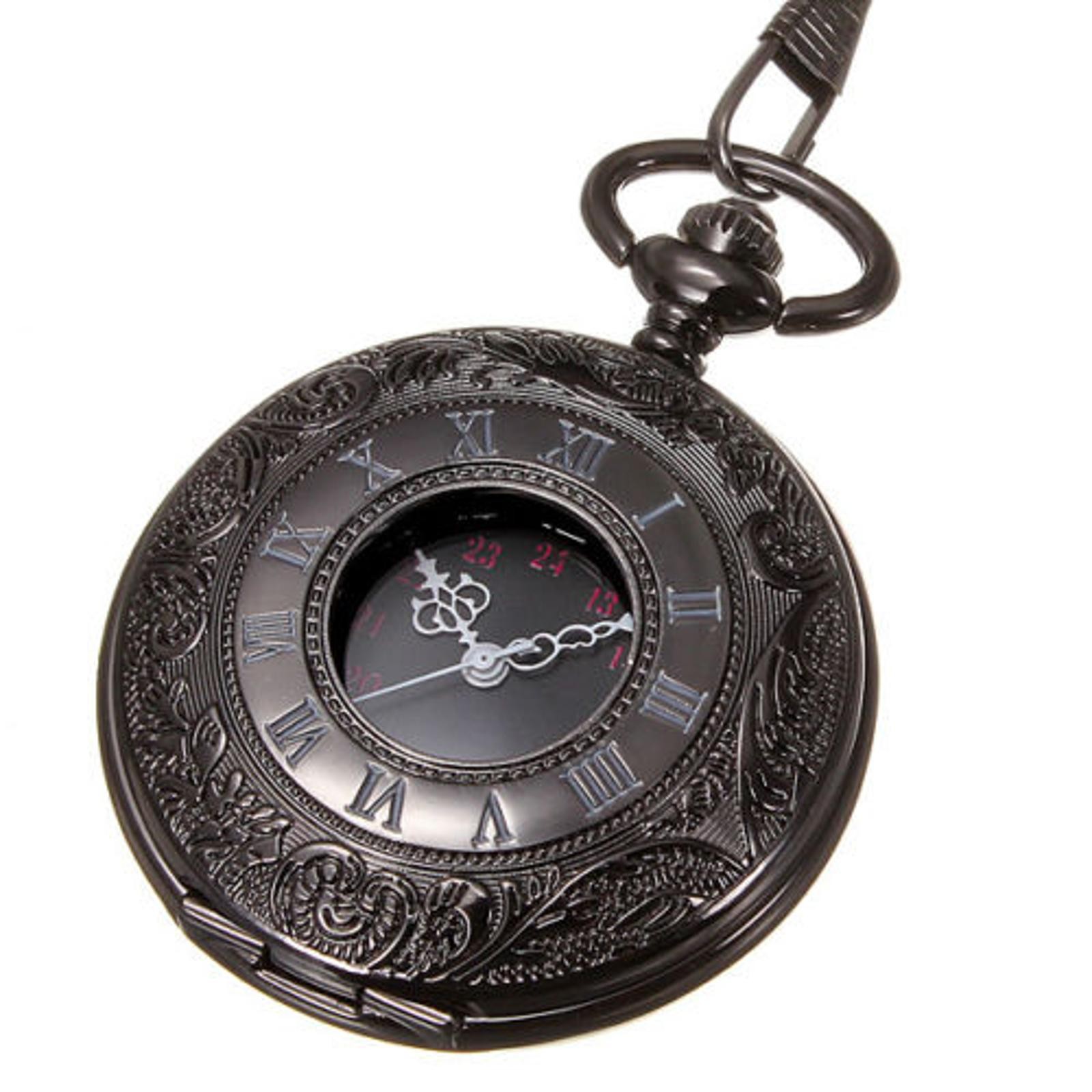 Retro Steampunk Pocket Watch Vintage Quartz Pendant Necklace Chain Gift