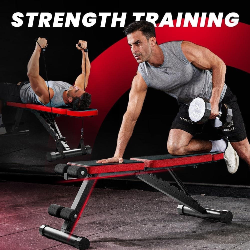 Adjustable Workout Bench with Foldable Design and Full Body Support