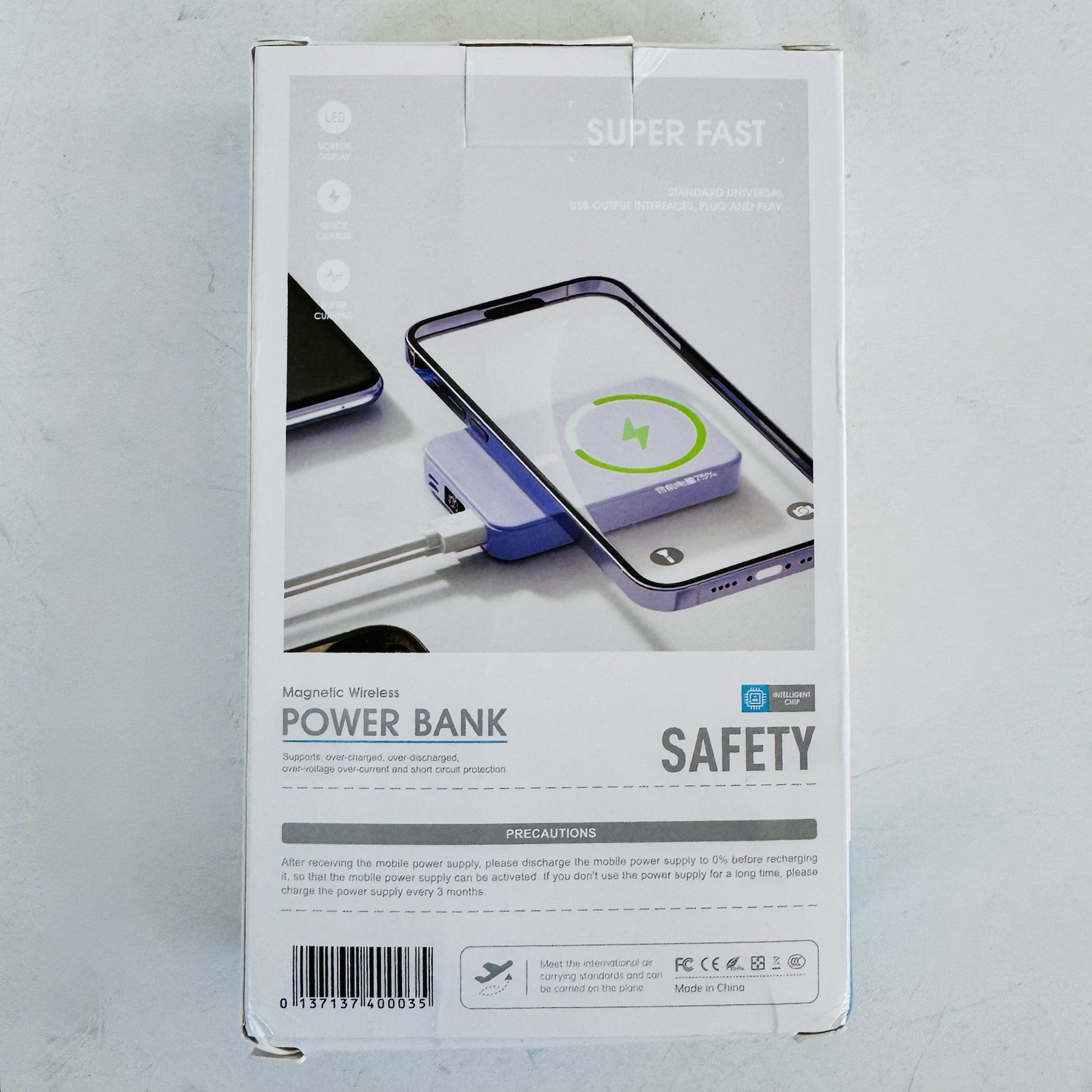 Ultra-thin Mini Power Bank Portable Quick Charge LED Display Super Current Black