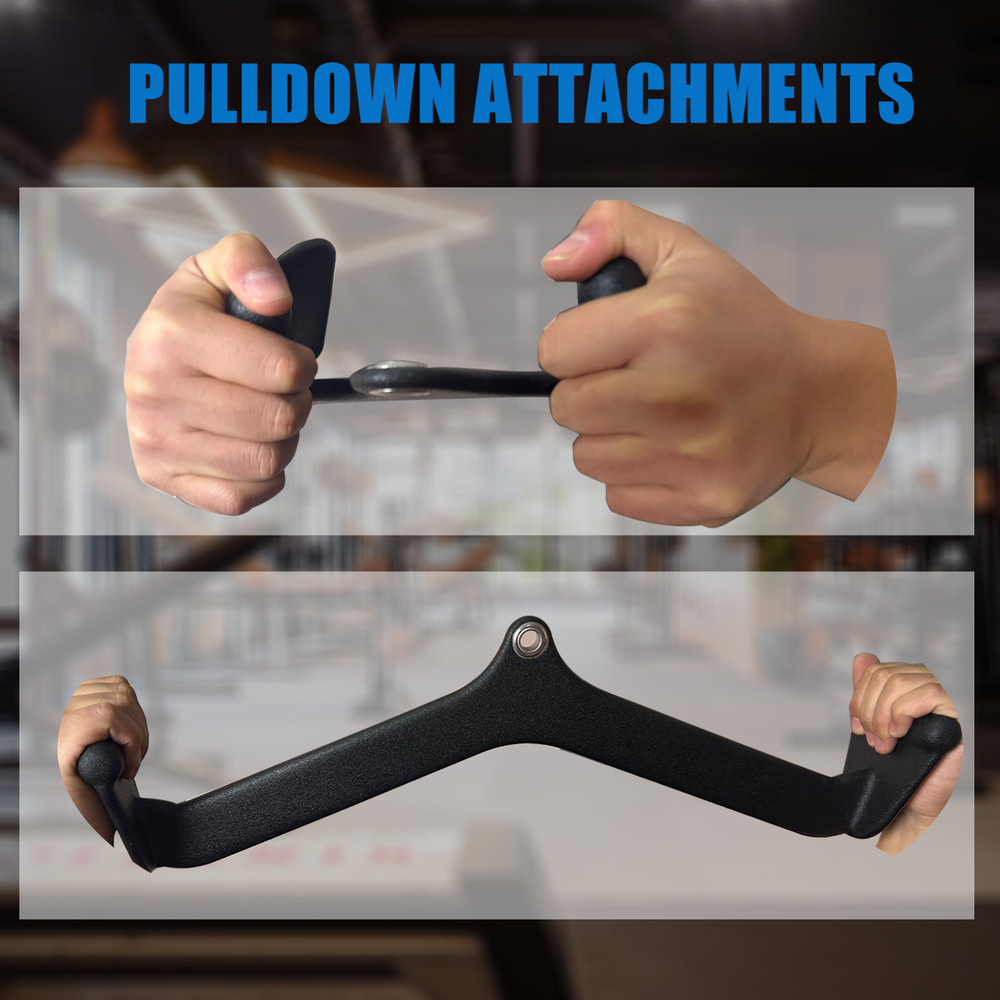 2PCS LAT Pulldown Bar Cable Machine Attachment Back Tricep Bar Strength Training