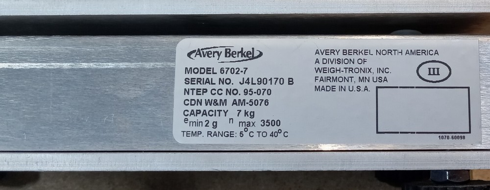 Avery Berkel 6702-7 POS Digital Scale 15lbs