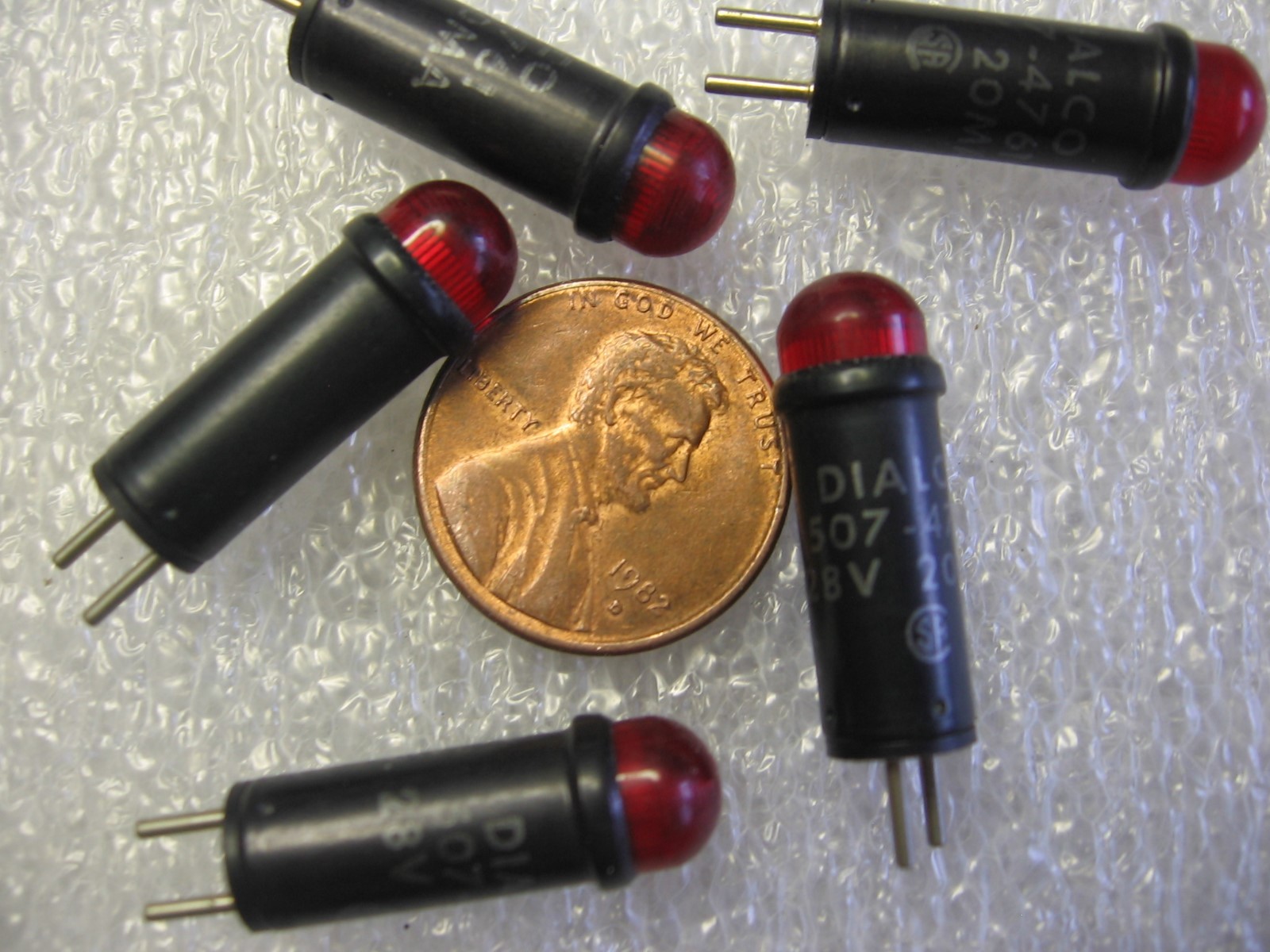 Packet of 5) Dialight Dialco 507-4761-3731-500 Red LED Indicator Light 28 Volt