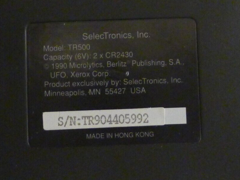 Berlitz Interpreter TR500 by Selectronics dated 1990 +Manuals & Box - TESTED