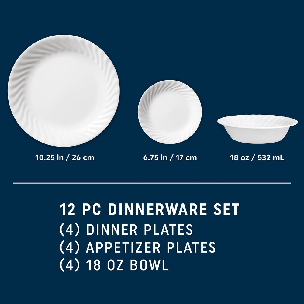 12-Piece Glass Dinnerware Set Service For 4