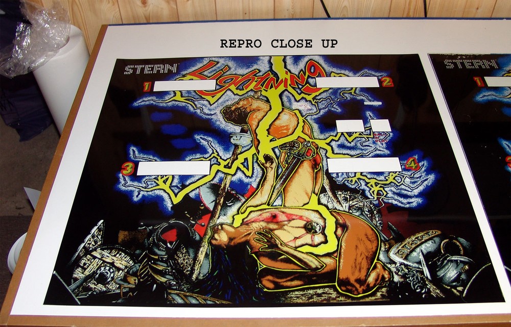 STERN LIGHTNING Pinball Machine Backglass Translite 5 Layer Hidden TEXT