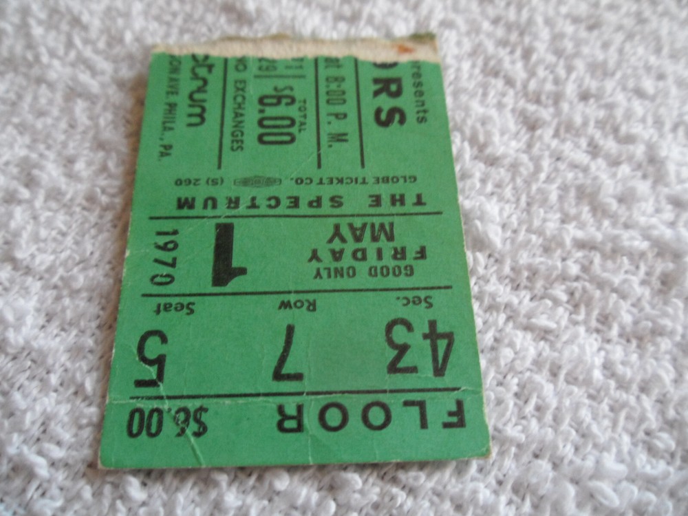 THE DOORS Original__1968__CONCERT TICKET STUB__Philadelphia Spectrum