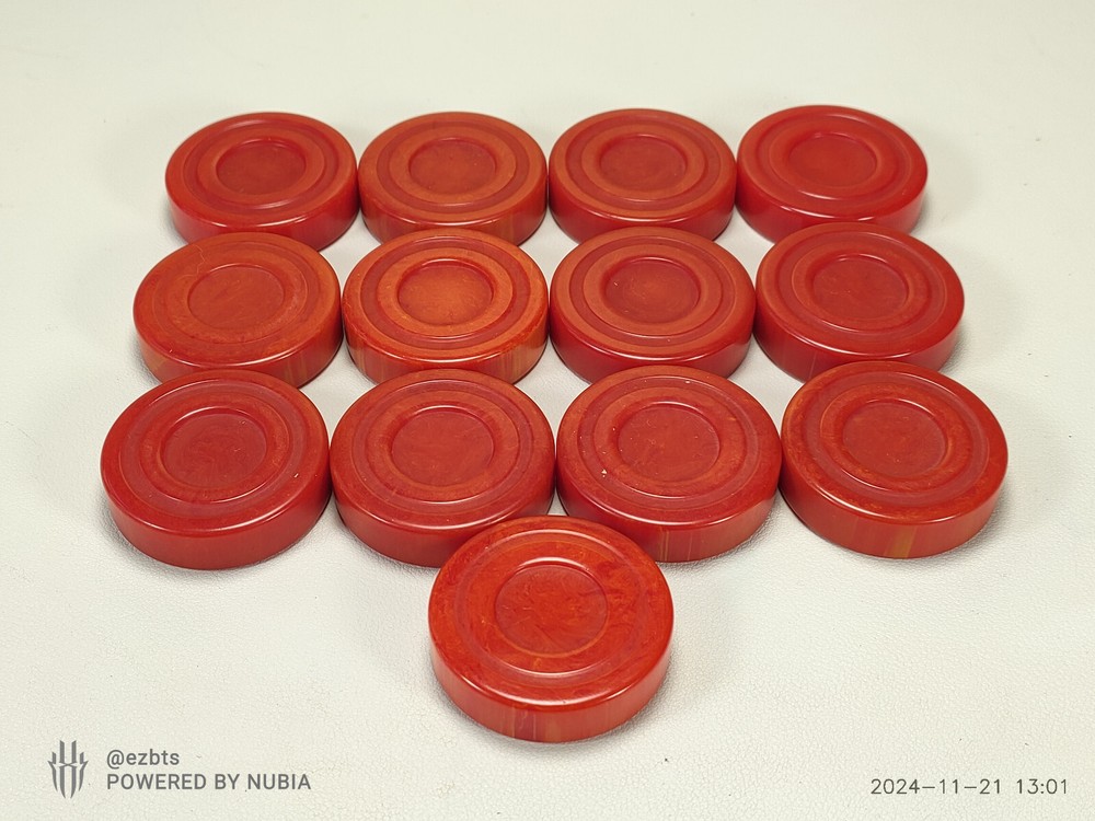 Bakelite Backgammon Chip Disc Cherry Red swirl 1.72" Replacements Catalin 1pc