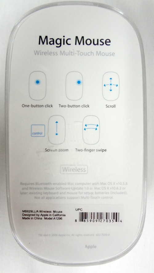 Apple Magic Mouse Model A1296 Wireless Laser Bluetooth White Computer Mouse!