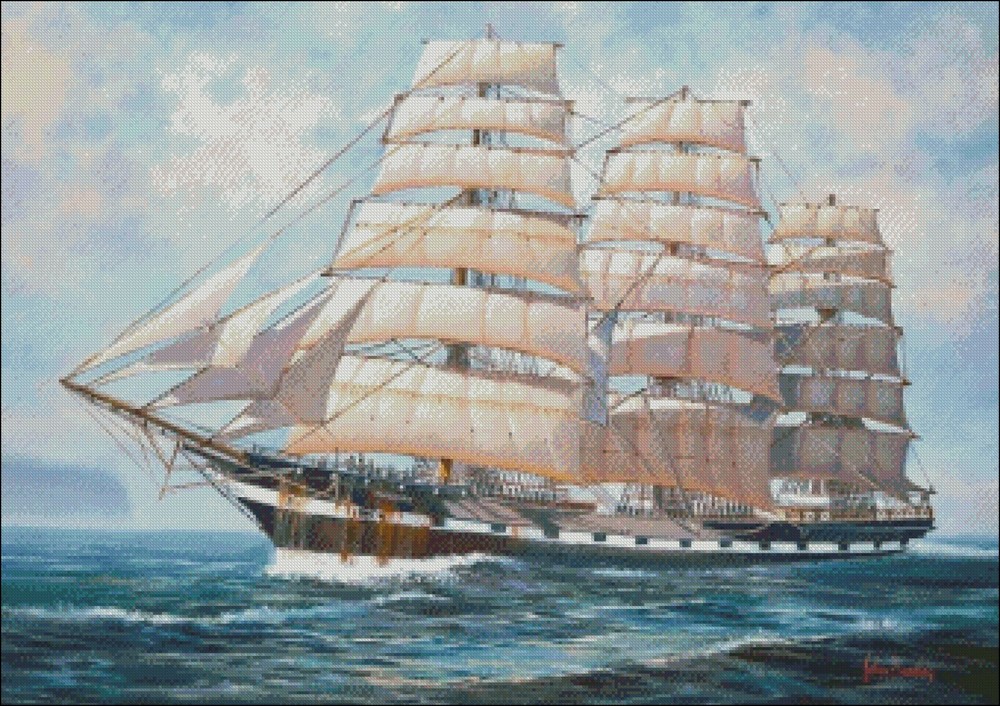 Sailboat 2 - Chart Counted Cross Stitch Patterns Needlework DIY DMC Color