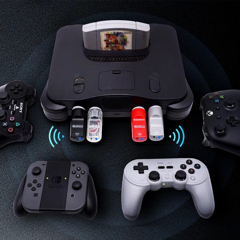 Wireless Bluetooth Receiver - Nintendo N64 - (RED) Blue Retro