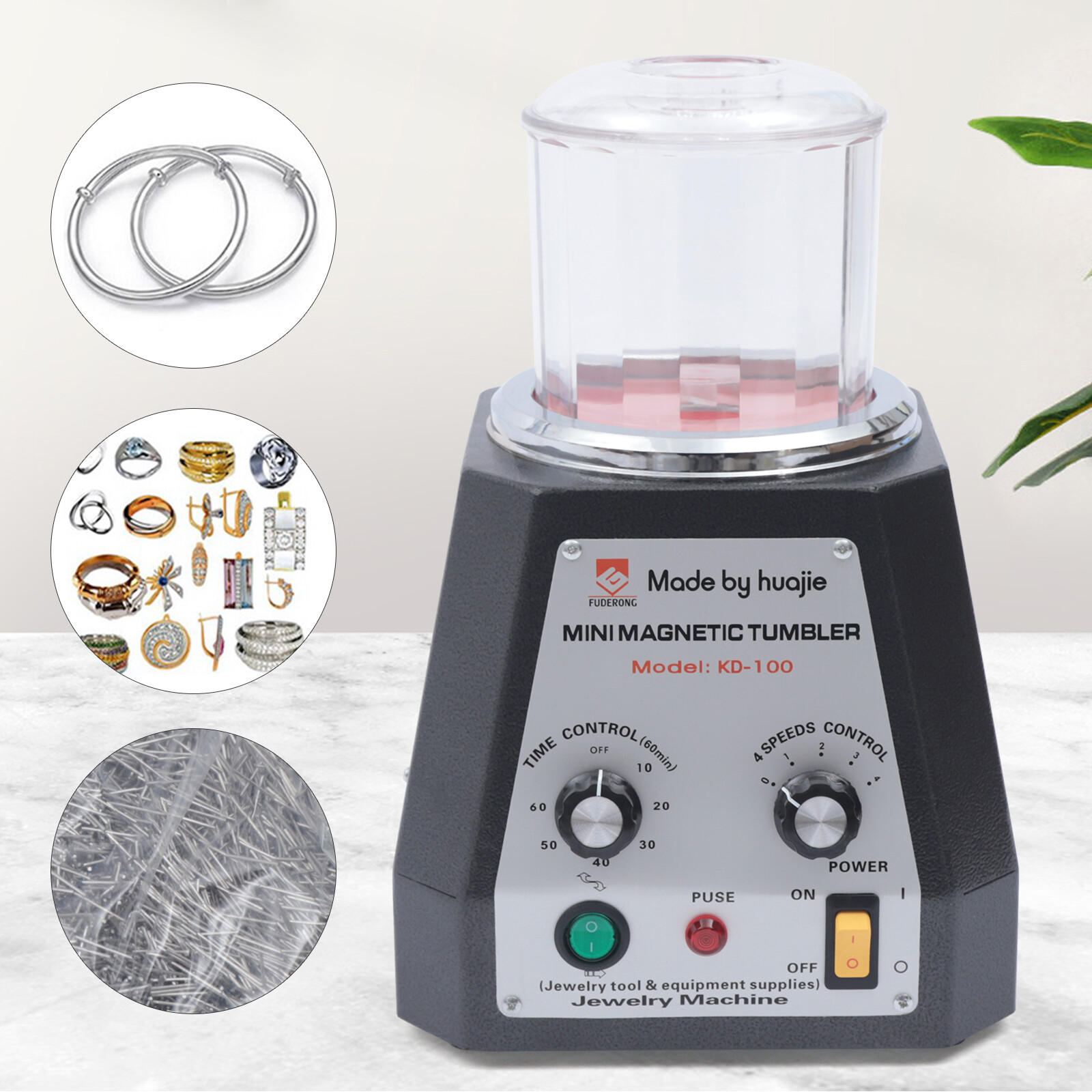 100mm Magnetic Tumbler Jewelry Diamonds Polisher & Finisher For Light Metals