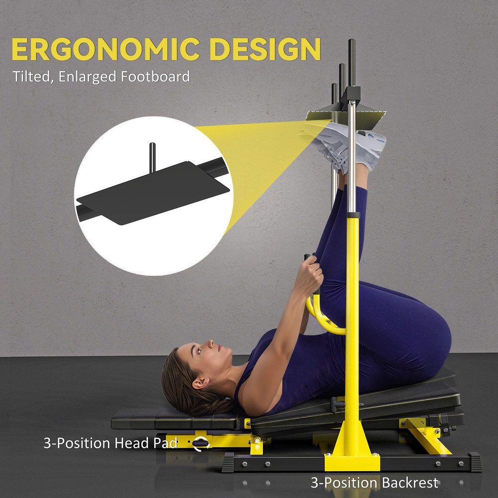 Vertical Leg Press Machine Adjustable Backrest 1" Plate Compatible, Yellow