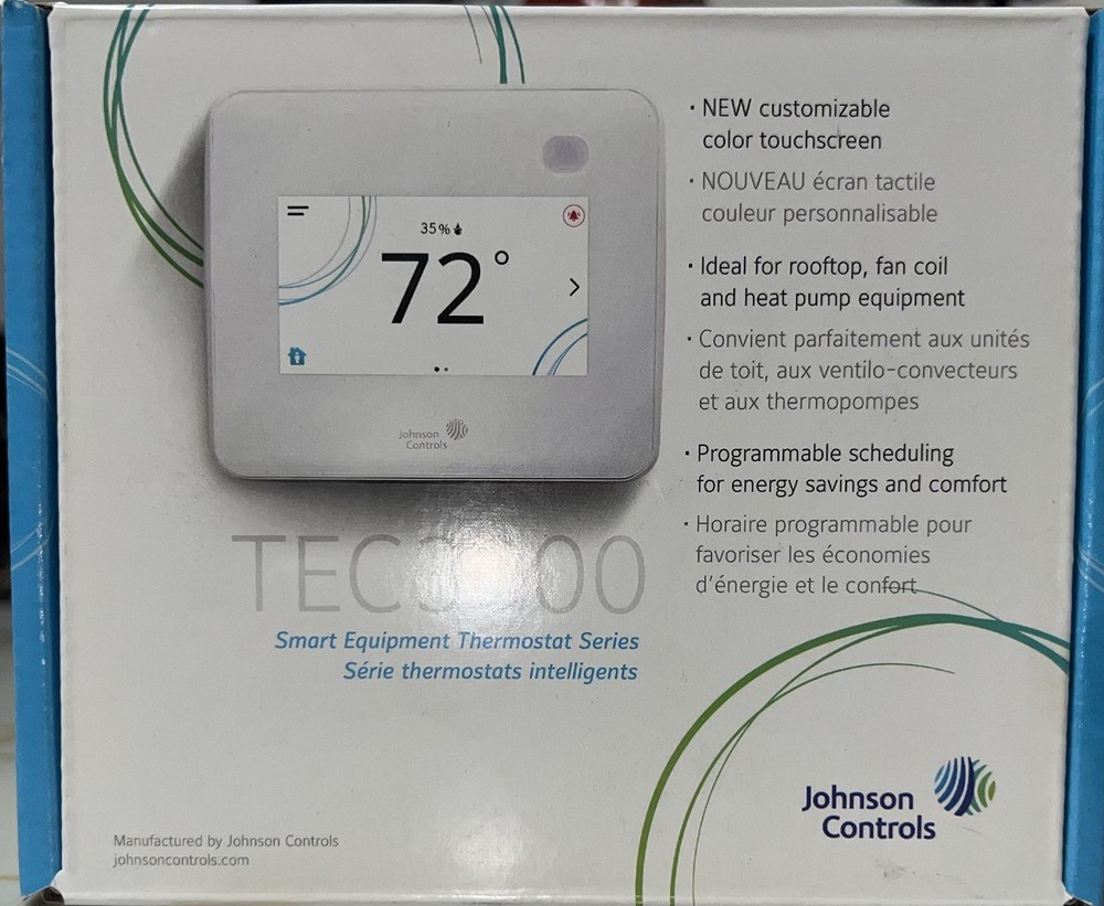 Johnson Controls TEC3000 Programmable Touchscreen Thermostat White Heat Pump