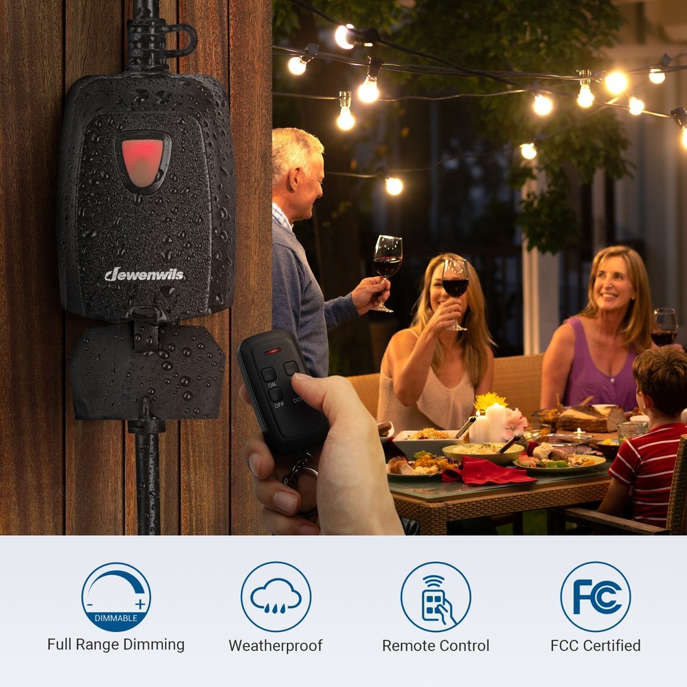 DEWENWILS Outdoor String Light Dimmer Remote Control Weatherproof Dimmable LED