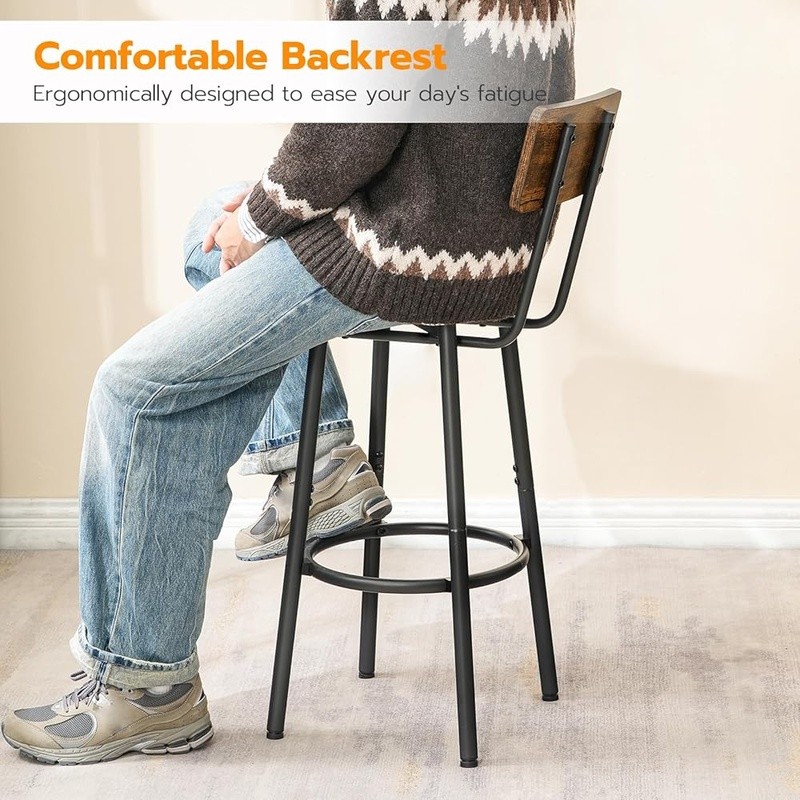 Ergonomic Bar Stools Stylish Kitchen Seating Adjustable Height Footrest Support