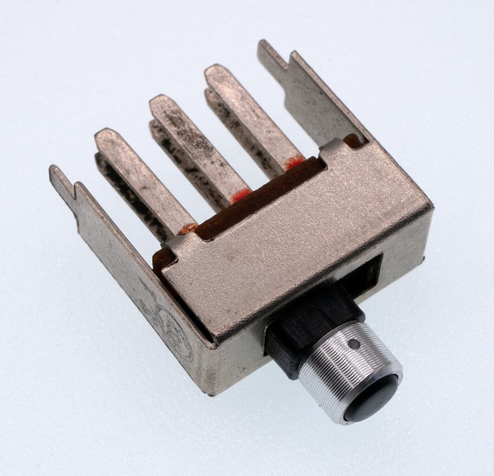 5pcs DPDT PCB Mount 6-pin 2 Position Silver Slide Switch, Round Baton Actuator