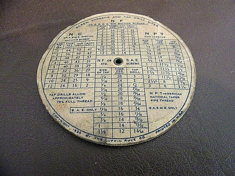 Vintage Lufkin Tools Thread Circular Guide 1935 Copyright