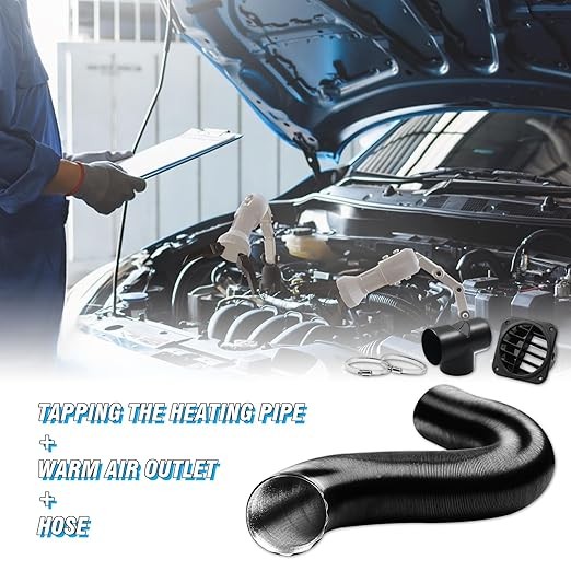 75mm Auto Heater Pipe Ducting, 9Pcs T-Branch Warm Air Outlet Vent Kit, Vent Hos