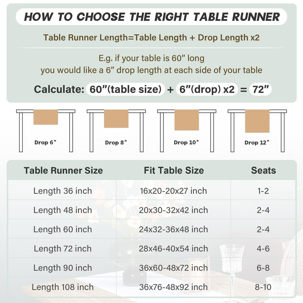 NEWISHER Farmhouse Rustic Table Runner Solid Beige Rectangular Table Runners Fau