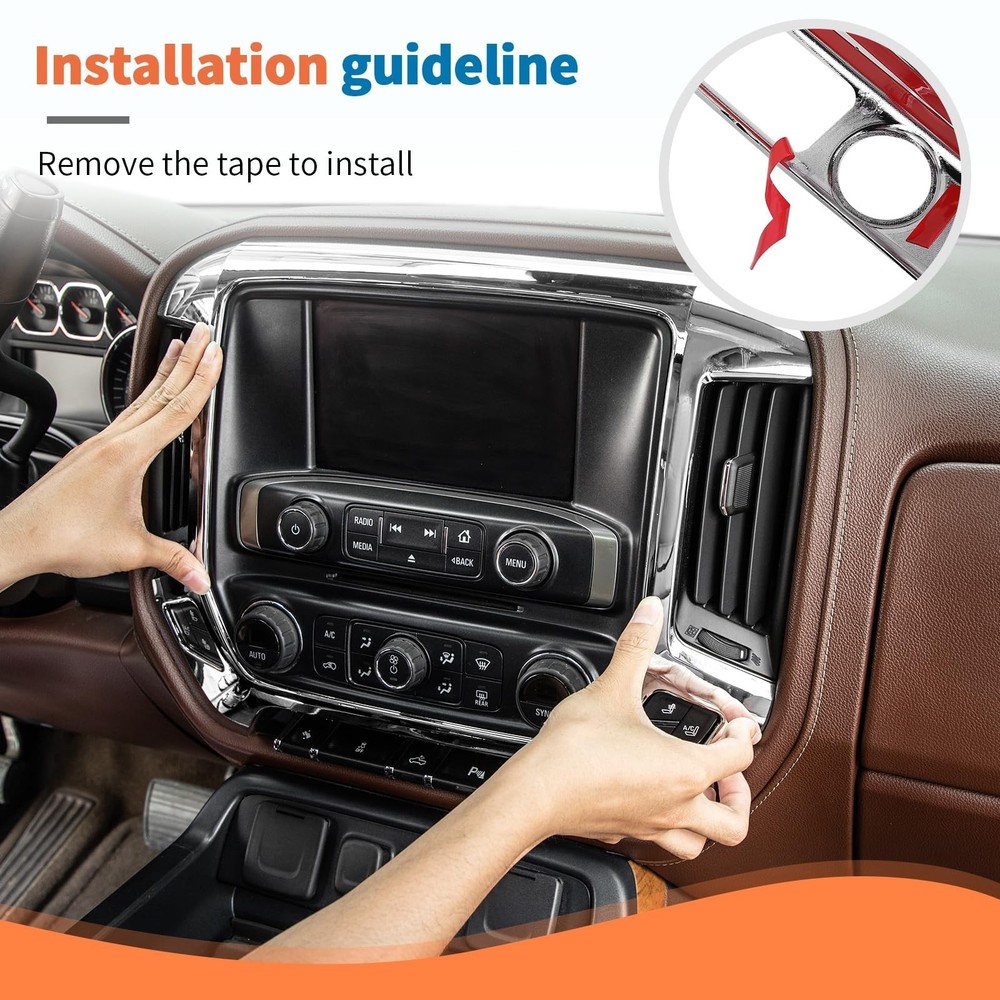 JeCar 8pcs Chrome Interior Trim Accessories Kit for 2014-2017 Chevy Silverado...