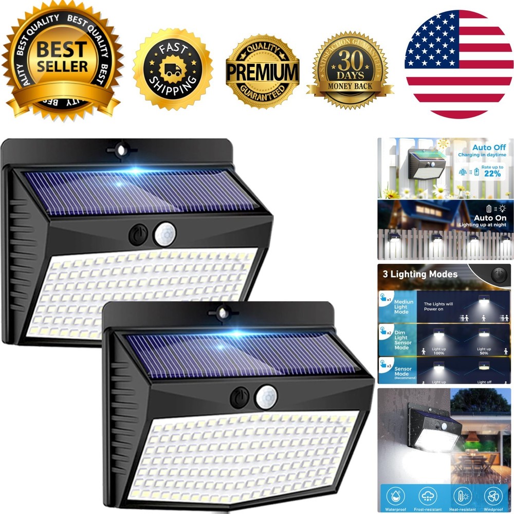 2-Pack Solar Outdoor Motion Sensor Lights - Waterproof & Versatile Illumination