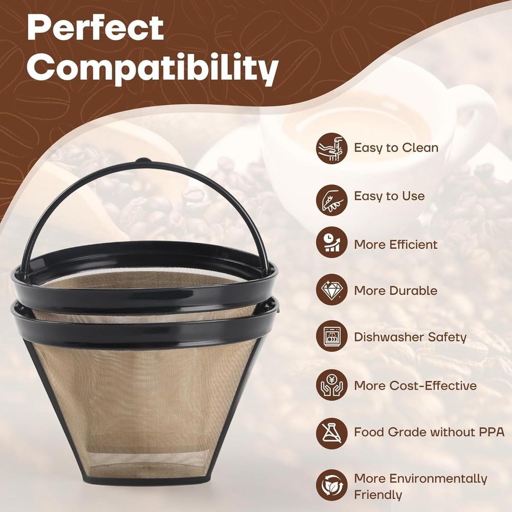 Reusable Coffee Filters for Ninja Coffee Maker 4 Pack Permanent Filter