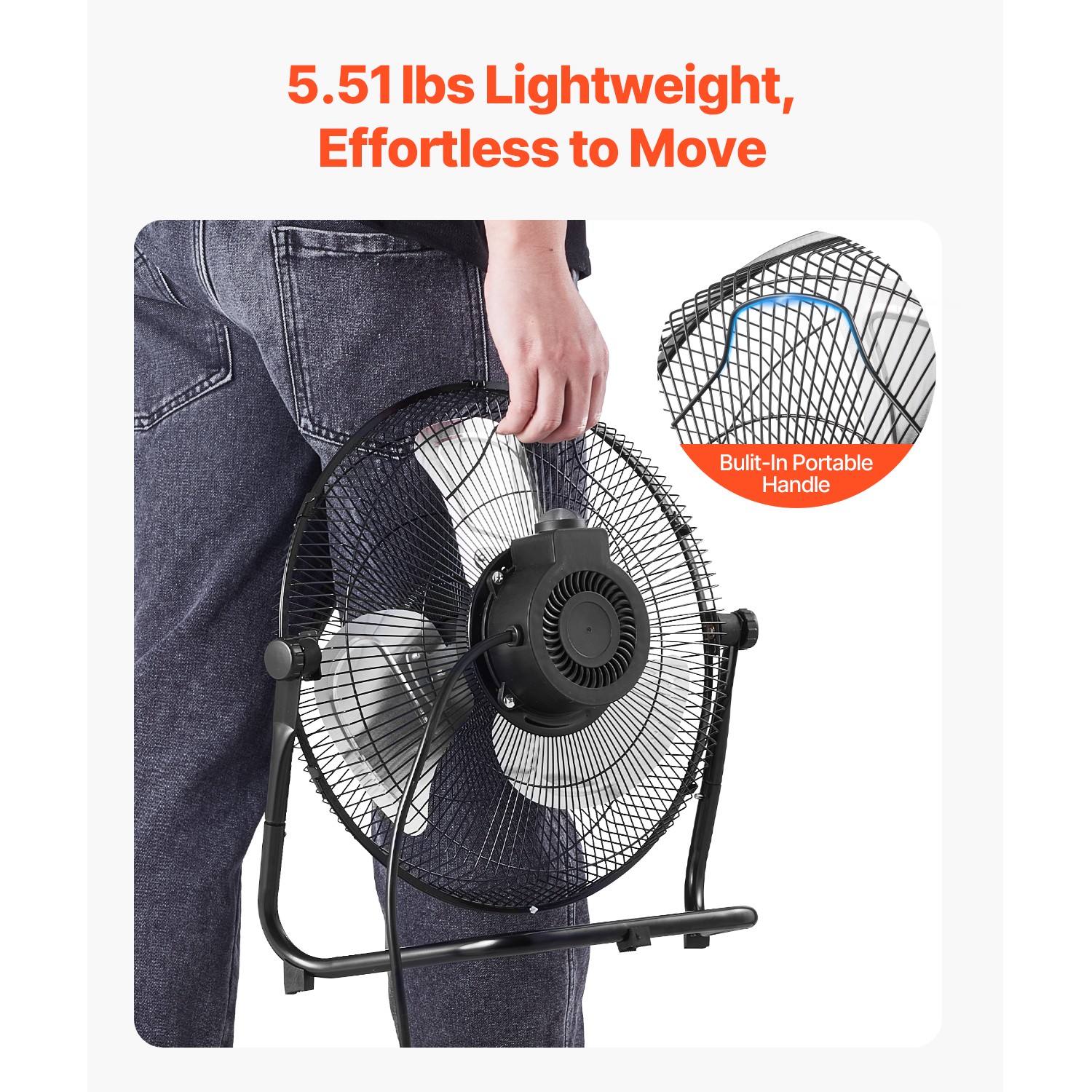 Uimoso 14 Inch Floor Fan 3 Speeds 360° Adjustable Tilt High Velocity Metal Fan