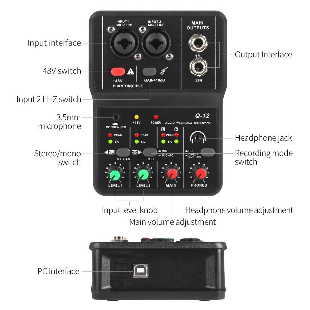 USB Audio Interface for PC,Interface for Recording Music Computer Recording A...