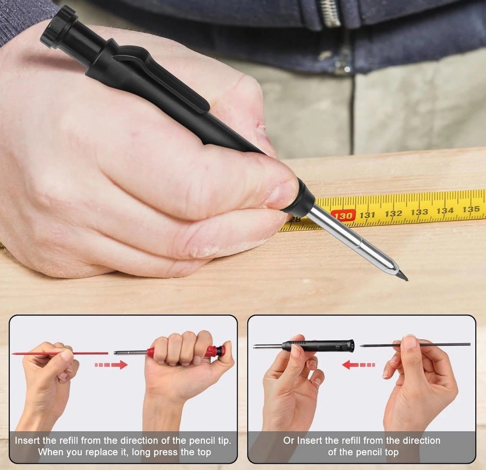 2 Pack Carpenter Construction Pencils Mechanical Pencils with 12 Refills,