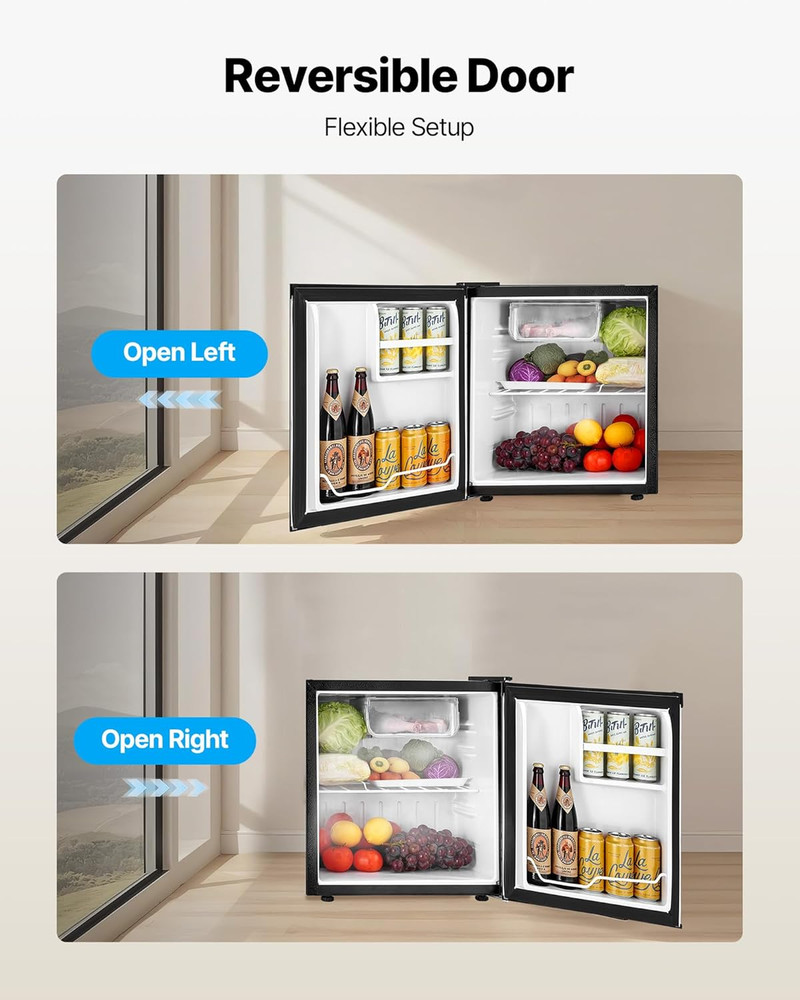 Mini Fridge with Freezer, 1.6 Cu.Ft Compact Refrigerator, 7 Mode Adjustable Temp