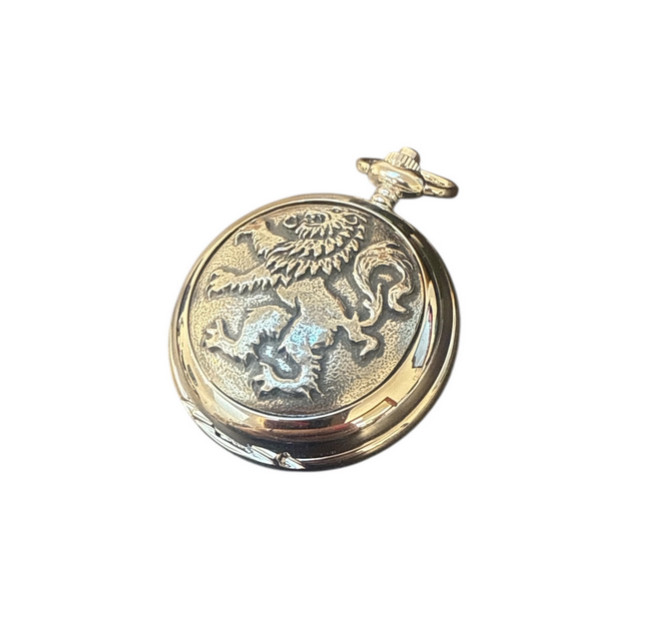 Mechanical Full Hunter Pocket Watch With Polished Lion Rampant Front Design
