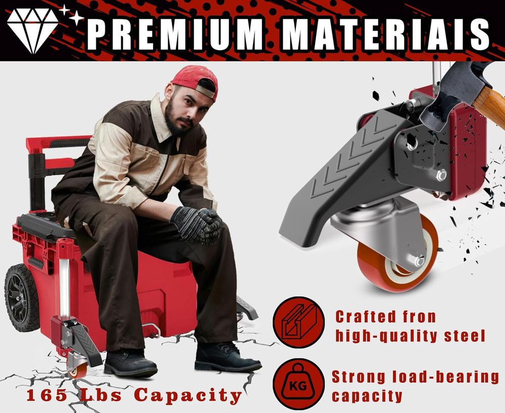 Milwaukee Packout Front Wheels Upgrade Kit for Easy Rolling Dolly Conversion