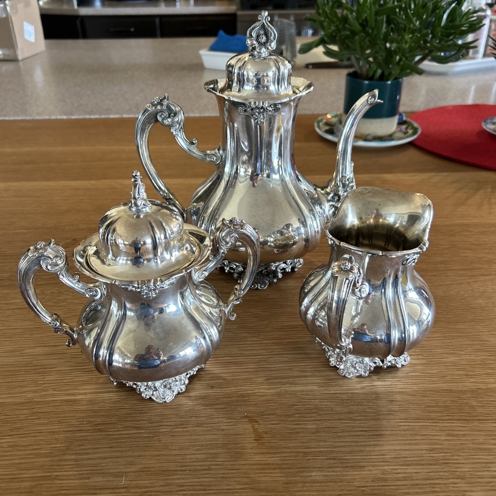 Knickerbocker Silver Co. Coffee Creamer Sugar Teapot 2601 silver plate